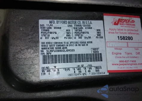 2002 Lincoln Navigator from USA, damaged, VIN 5LMFU28R02LJ09355